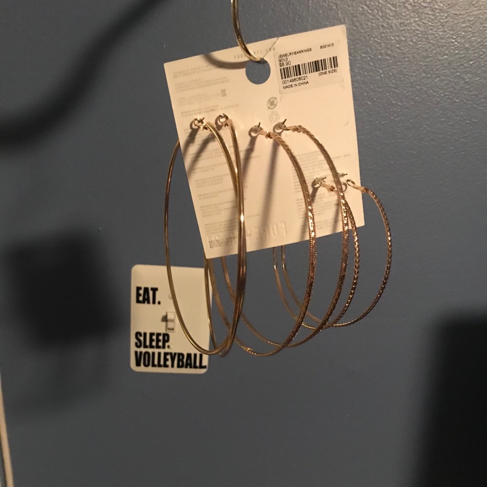 Set of three hoop earrings